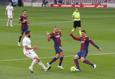 This was the 'crossing' of Setién with Messi, Alba and Piqué in