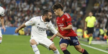 Abde gets a mark in the Bernabéu exam