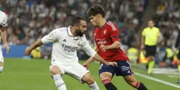 Abde gets a mark in the Bernabéu exam