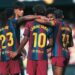Lamine Yamal of FC Barcelona celebrates after scoring his team s fifth goal in the 0-5 win vs valencia